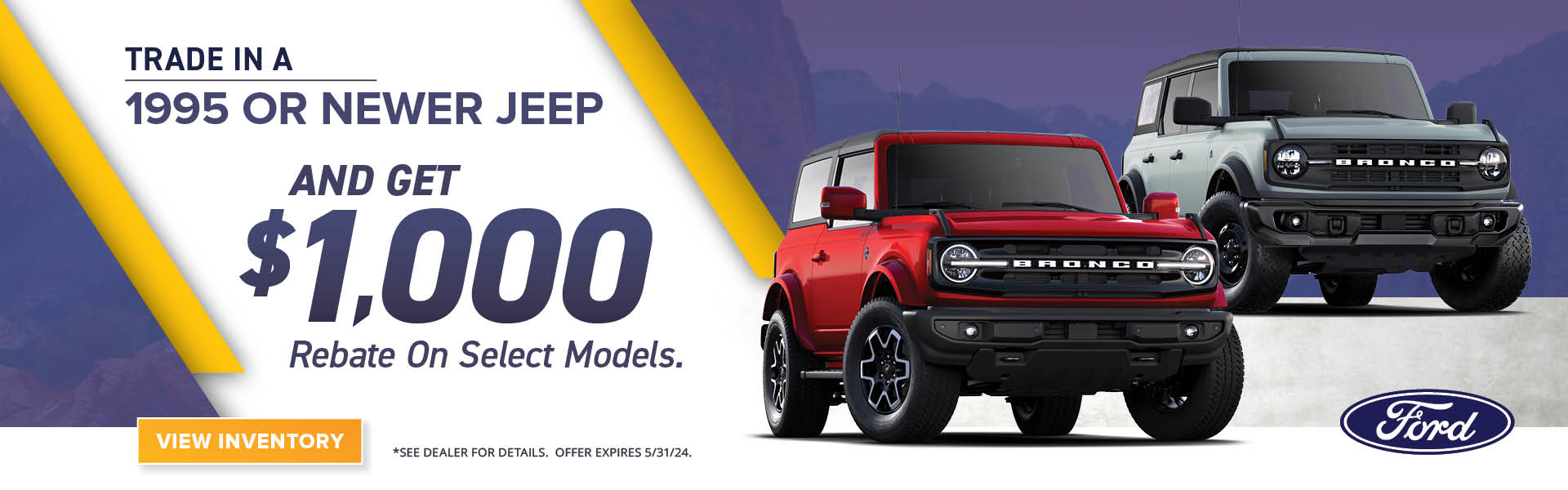 Trade In a 1995 or newer Jeep and get $1000 rebate on select